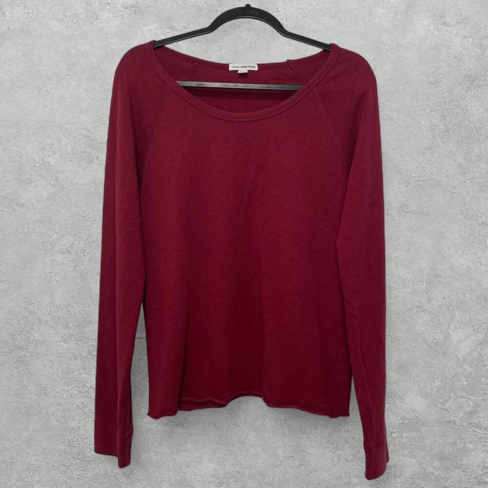 James Perse Relaxed French Terry Sweatshirt Burgundy Raglan Size 3 Large